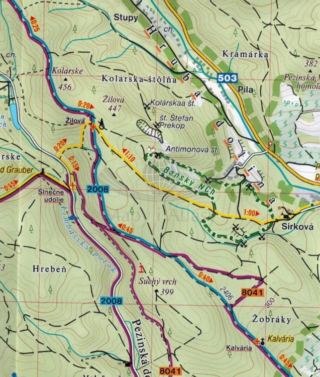 Małe Karpaty, cz. środkowa 1:25 000. Mapa turystyczna 707 wydawnictwa Shocart. Fragment 3