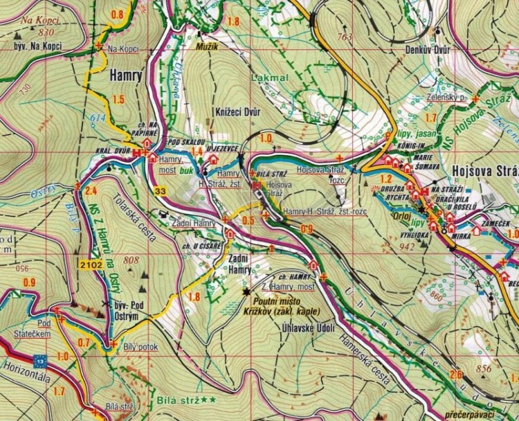 Szumawa / Sumava - Zeleznorudsko, Povydri, Churanov. Mapa turystyczna 434 wydawnictwa Shocart. Fragment 2