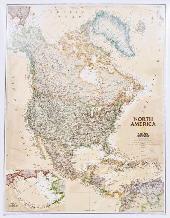 Ameryka Północna 1:13 995 000. Arkusz, mapa ścienna ekskluzywna. Wydawnictwo: National Geographic