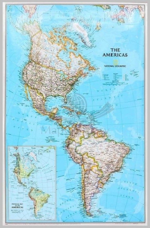 Ameryka Północna i Południowa 1:19 100 000. Mapa polityczna w wersji do wpinania. Wydawnictwo: National Geographic