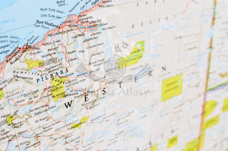 Australia 1:6 413 000. Arkusz, mapa ścienna polityczna. Wydawnictwo: National Geographic. Fragment 6