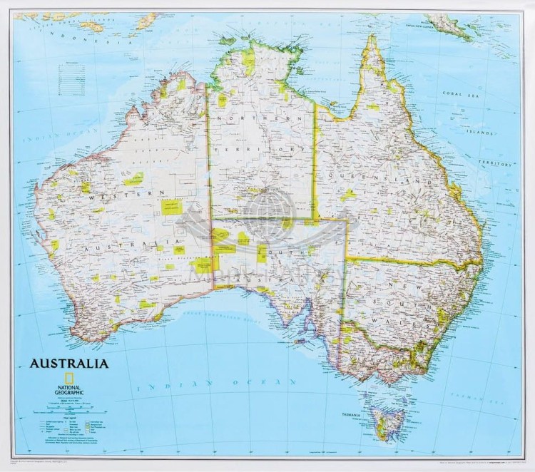 Australia 1:6 413 000. Arkusz, mapa ścienna polityczna. Wydawnictwo: National Geographic