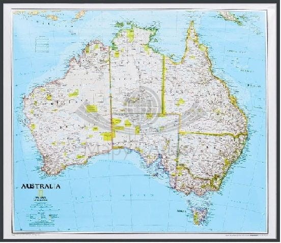 Australia. Mapa polityczna. Wersja do wpinania. National Geographic