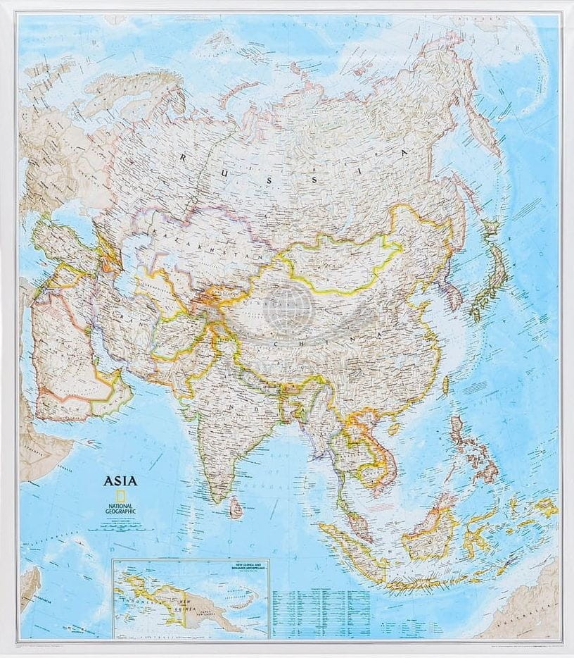 Azja 1:13 812 000. Arkusz, mapa ścienna polityczna. National Geographic