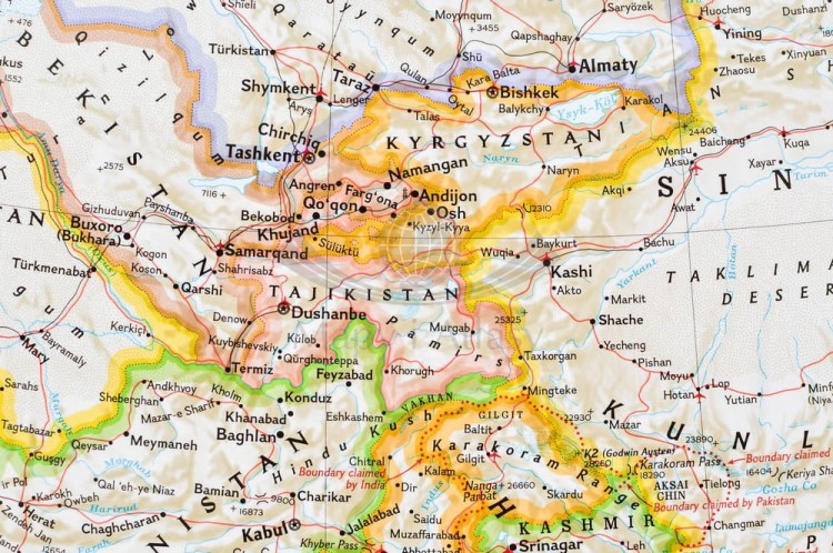 Azja 1:13 812 000. Mapa polityczna w ramie drewnianej. Wydawnictwo: National Geographic. Fragment 6