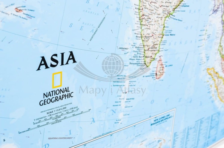 Azja 1:13 812 000. Mapa polityczna w ramie drewnianej. Wydawnictwo: National Geographic. Fragment 12