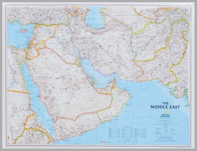 Bliski Wschód. Mapa polityczna w wersji magnetycznej. Wydawnictwo: National Geographic