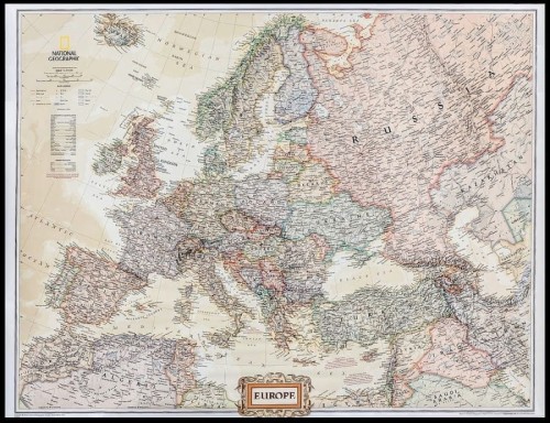 Europa 1:5 419 000. Mapa ekskluzywna w ramie drewnianej. Wydawnictwo: National Geographic