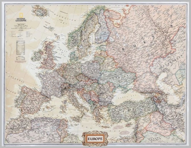 Europa 1:8 425 000. Mapa ekskluzywna w wersji magnetycznej. Wydawnictwo: National Geographic