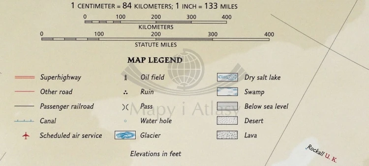 Europa 1:8 425 000. Mapa ekskluzywna w wersji magnetycznej. Wydawnictwo: National Geographic. Legenda