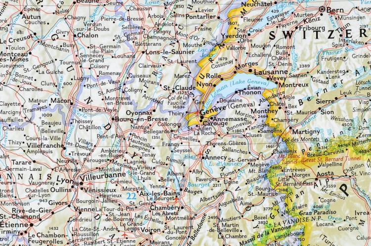 Francja, Belgia, Holandia, Anglia, Walia 1:1 953 000. Arkusz, mapa ścienna polityczna. Wydawnictwo: National Geographic. Fragment 1