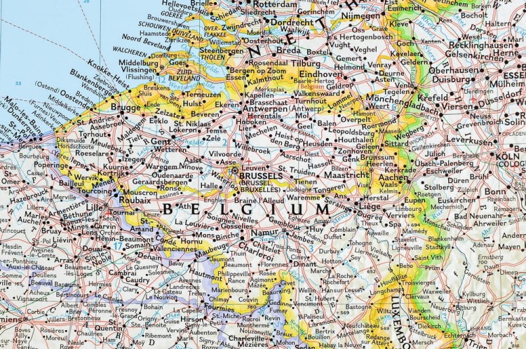 Francja, Belgia, Holandia, Anglia, Walia 1:1 953 000. Arkusz, mapa ścienna polityczna wydawnictwa National Geographic. Fragment 2