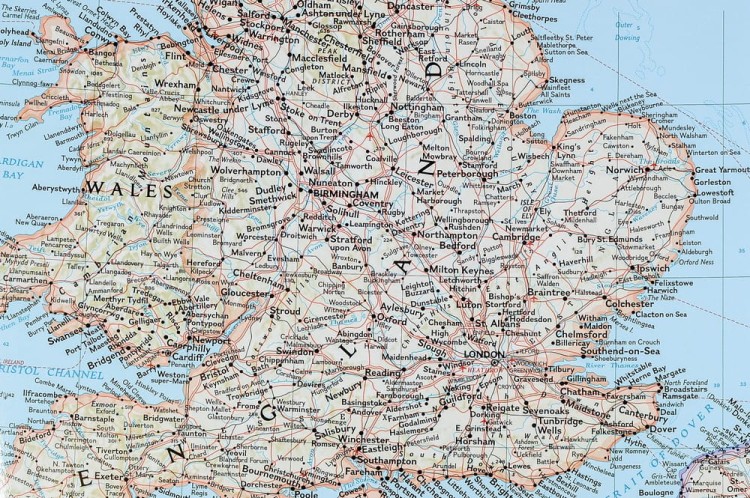 Francja, Belgia, Holandia, Anglia, Walia 1:1 953 000. Arkusz, mapa ścienna polityczna wydawnictwa National Geographic. Fragment 4