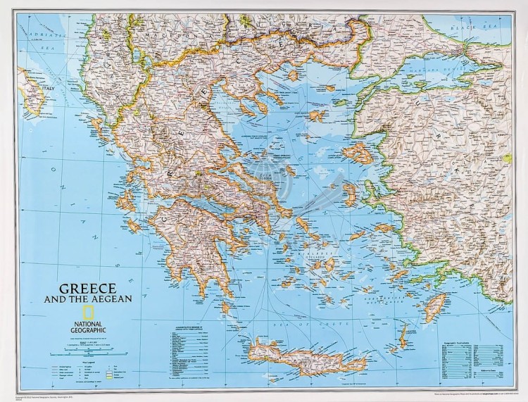 Grecja 1:1 491 000. Arkusz, mapa ścienna wydawnictwa National Geographic