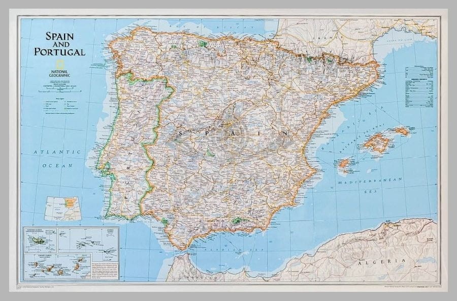 Hiszpania i Portugalia  1:2 074 000. Mapa. Wersja do wpinania. National Geographic