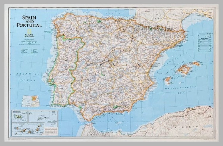 Hiszpania i Portugalia 1:2 074 000. Mapa w wersji do wpinania. Wydawnictwo: National Geographic