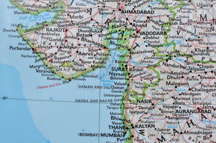 Indie 1:5 625 000. Arkusz, mapa ścienna wydawnictwa National Geographic. Fragment 3