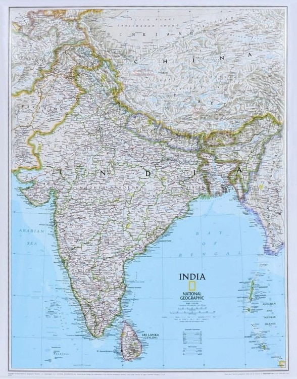 Indie 1:5 625 000. Arkusz, mapa ścienna wydawnictwa National Geographic