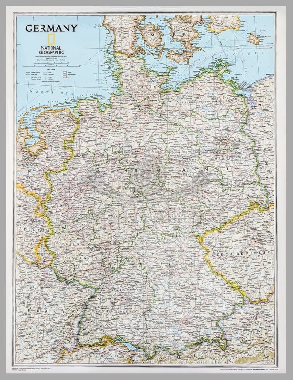 Niemcy 1:1 375 000. Mapa w wersji do wpinania wydawnictwa National Geographic