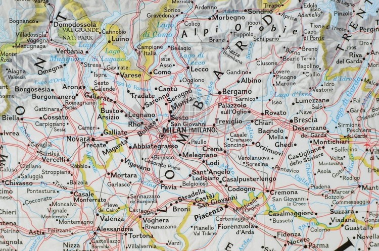 Włochy 1:1 765 000. Mapa w wersji do wpinania wydawnictwa National Geographic. Fragment 1
