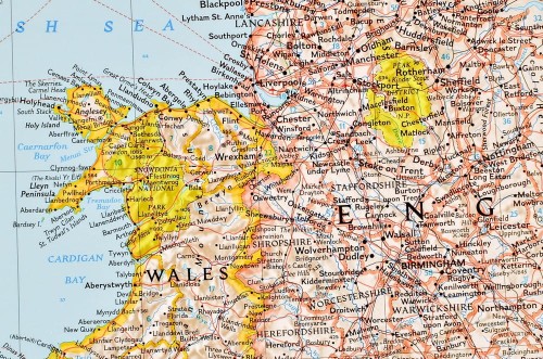 Wielka Brytania i Irlandia 1:1 687 000. Mapa w ramie drewnianej wydawnictwa National Geographic. Fragment 1