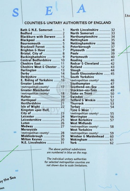 Wielka Brytania i Irlandia 1:1 687 000. Mapa w wersji do wpinania wydawnictwa National Geographic. Fragment 7