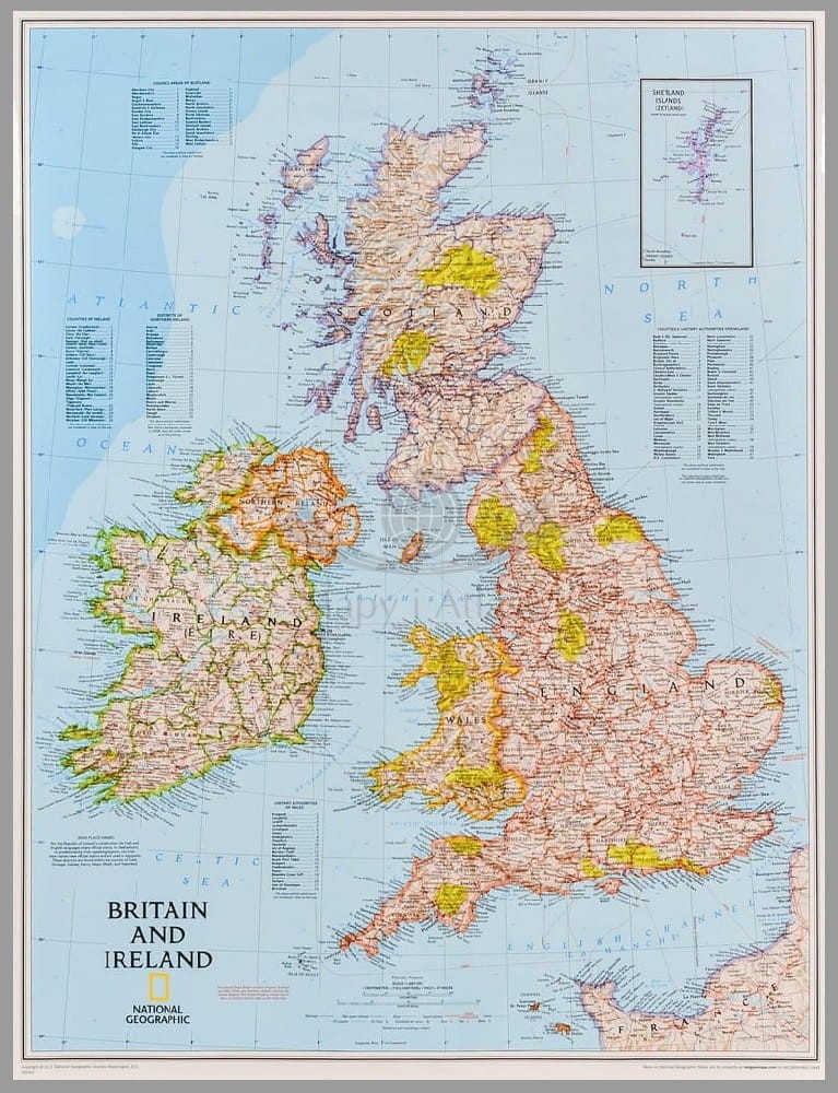 Wielka Brytania i Irlandia  1:1 687 000. Mapa. Wersja magnetyczna. National Geographic