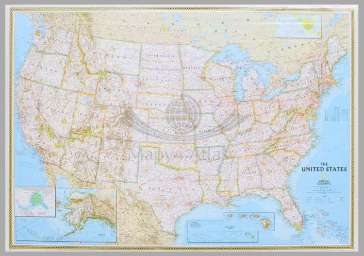 USA 1:4 561 000. Mapa polityczna w wersji do wpinania. Wydawnictwo: National Geographic