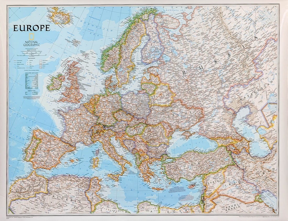 Europa 1:5 419 000. Arkusz, mapa ścienna polityczna. National Geographic