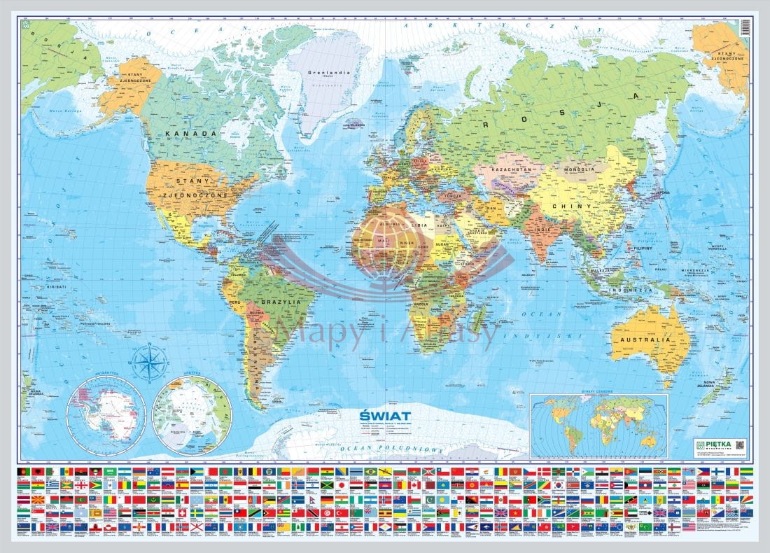 Świat 1:28 000 000. Mapa polityczna do wpinania.
