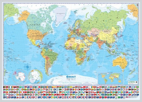 Świat 1:28 000 000. Mapa polityczna do wpinania. Wydawnictwo Piętka