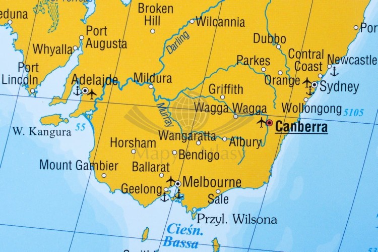 Świat 1:28 000 000. Mapa polityczna do wpinania. Wydawnictwo Piętka. Fragment 4