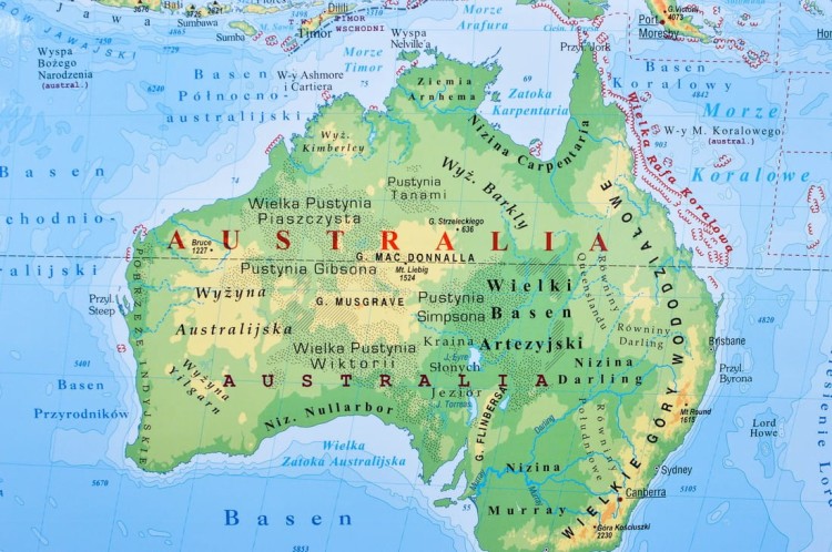 Świat 1:28 000 000. Mapa fizyczna w ramie. Wydawnictwo Piętka. Fragment 6