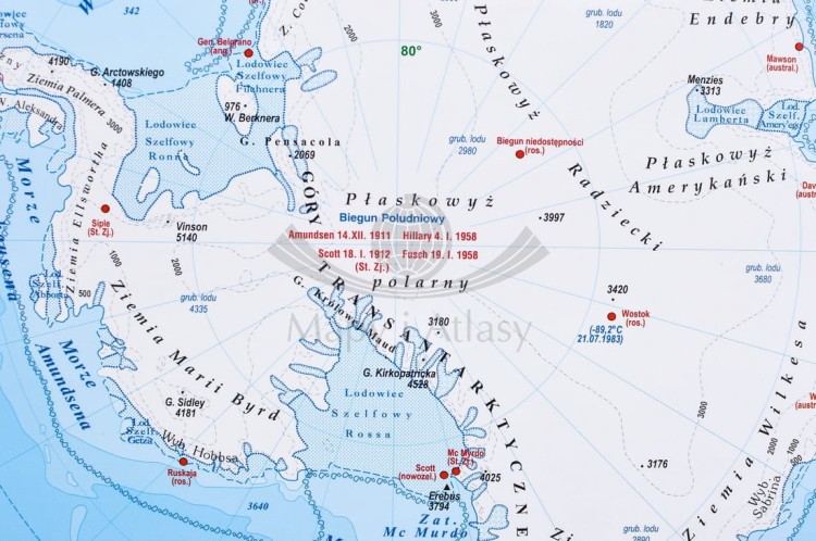 Świat 1:28 000 000. Mapa fizyczna do wpinania. Wydawnictwo Piętka. Fragment 9