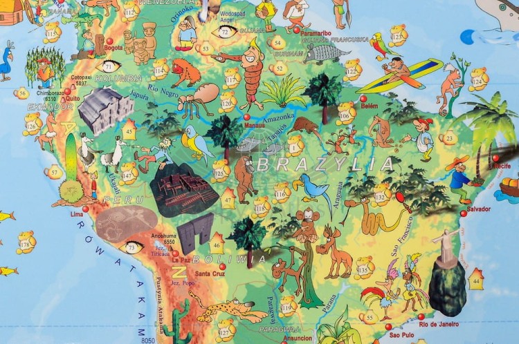 Świat w obrazkach. Mapa dla dzieci do wpinania. Wydawnictwo Piętka. Fragment 4
