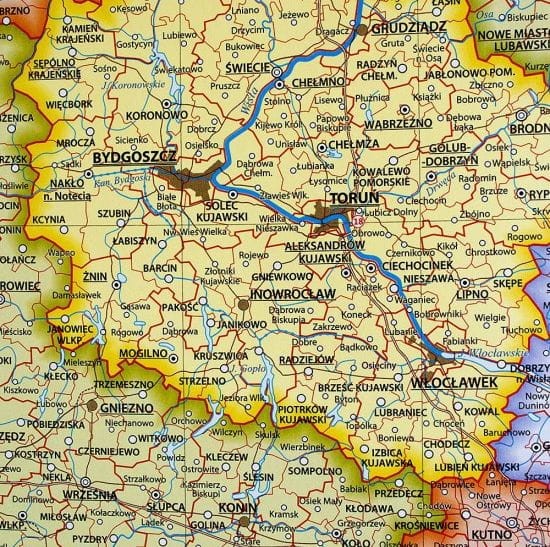 Polska 1:1 000 000. Mapa ścienna administracyjna. Fragment 1