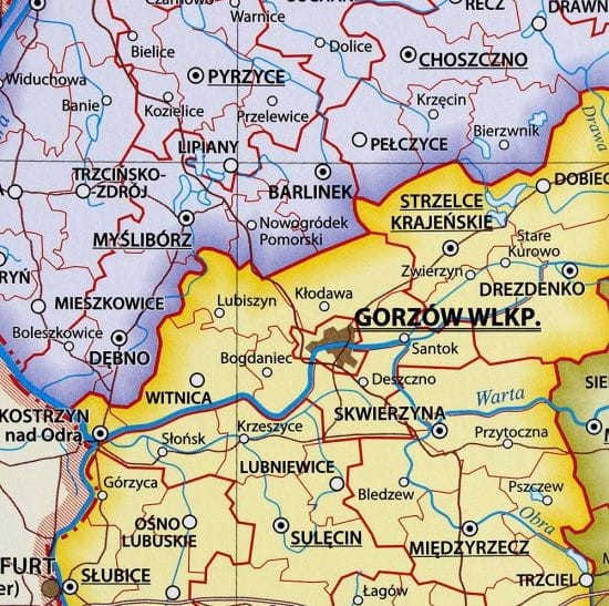 Polska 1:1 000 000. Mapa ścienna administracyjna. Fragment 2