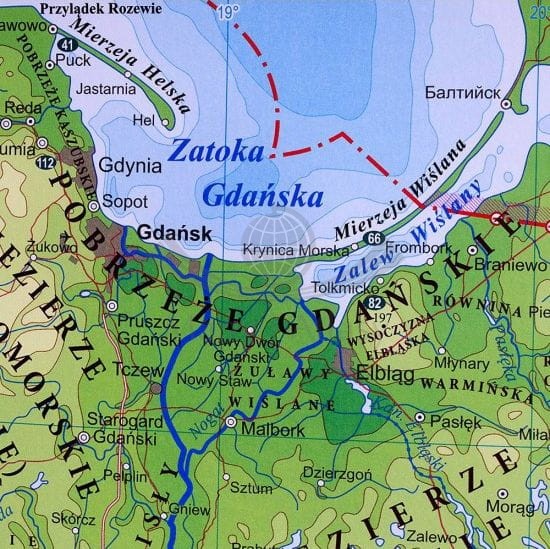 Polska 1:1 000 000. Mapa ścienna fizyczna. Fragment 1