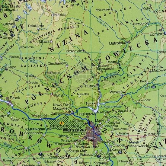 Polska 1:1 000 000. Mapa ścienna fizyczna. Fragment 2