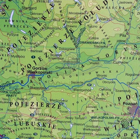 Polska 1:1 000 000. Mapa ścienna fizyczna. Fragment 3