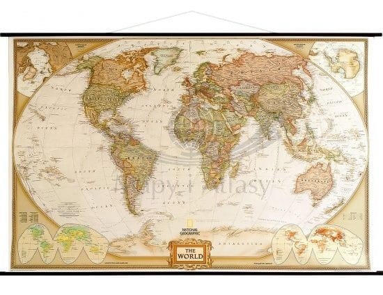 Świat 1:29 811 000. Mapa ścienna polityczna, ekskluzywna. Laminat matowy. Wydawnictwo: National Geographic