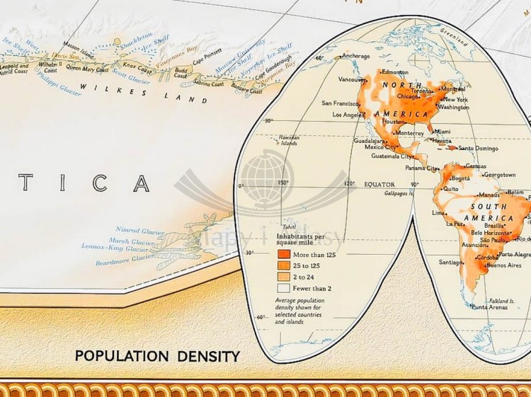 Świat 1:29 811 000. Arkusz, mapa ścienna ekskluzywna. Wydawnictwo: National Geographic. Fragment 9