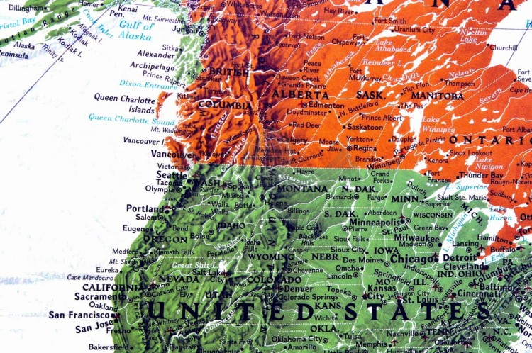 Świat 1:18 384 000. Mapa polityczna, ozdobna Decorator. Wersja magnetyczna. Wydawnictwo: National Geographic. Fragment 7