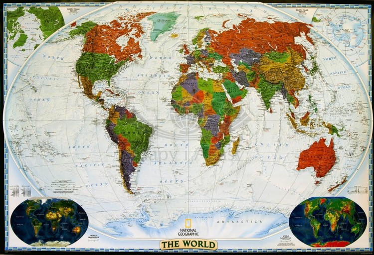 Świat 1:29 802 000. Mapa polityczna, ozdobna Decorator. Wersja do wpinania. Wydawnictwo: National Geographic