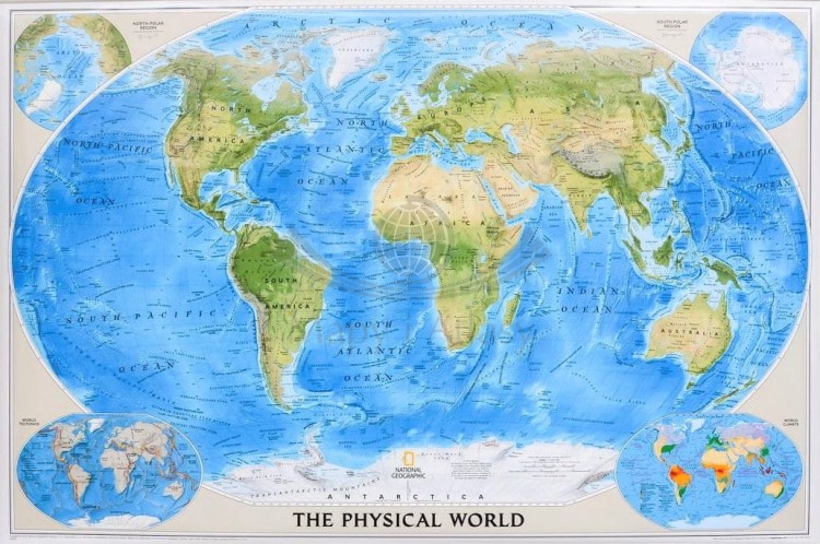 Świat 1:35 842 000. Arkusz, mapa ścienna fizyczna wydawnictwa National Geographic