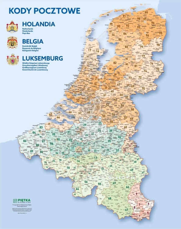 Beneluks 1:400 000. Holandia, Belgia, Luksemburg. Mapa ścienna kodowa. Wersja STRONG