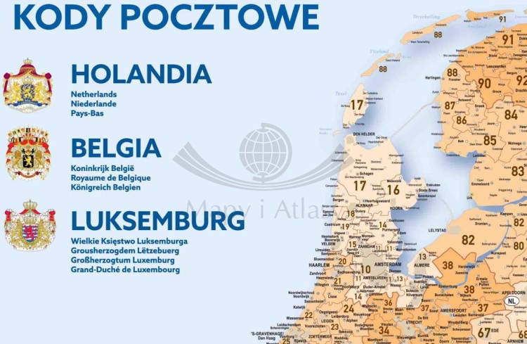 Beneluks 1:400 000. Holandia, Belgia, Luksemburg. Mapa ścienna kodowa. Wersja STRONG. Fragment 1