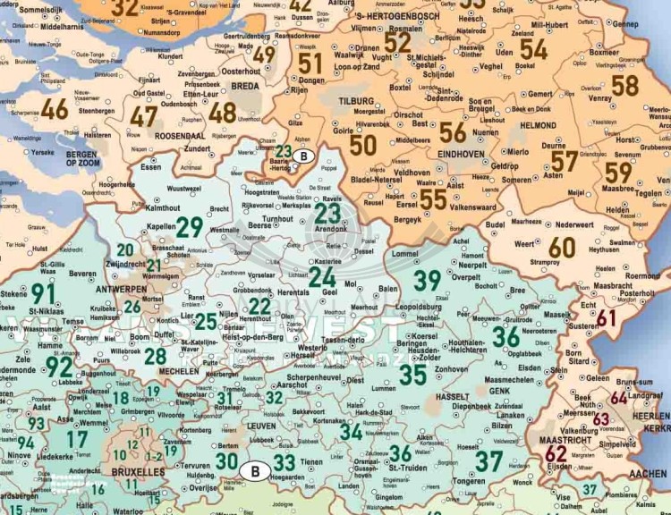Beneluks 1:400 000. Holandia, Belgia, Luksemburg. Mapa ścienna kodowa. Wersja STRONG. Fragment 2