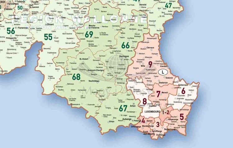 Beneluks 1:400 000. Holandia, Belgia, Luksemburg. Mapa ścienna kodowa. Wersja STRONG. Fragment 3
