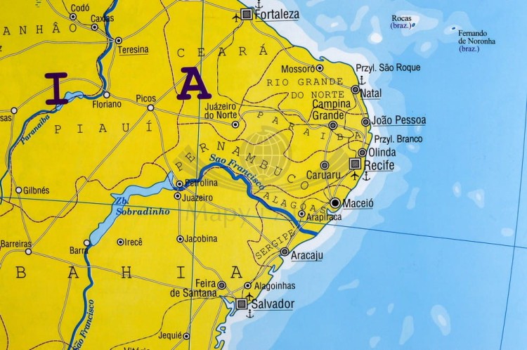Ameryka Południowa 1:8 150 000. Dwustronna mapa ścienna. Polityczna i fizyczna. Strona polityczna - fragment 4